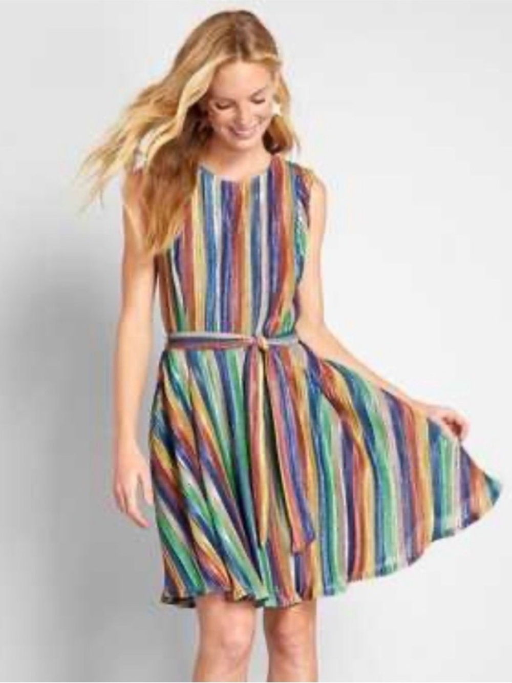 Anthropologie Hutch Shimmer and Shine Metallic Striped Dress Size Small